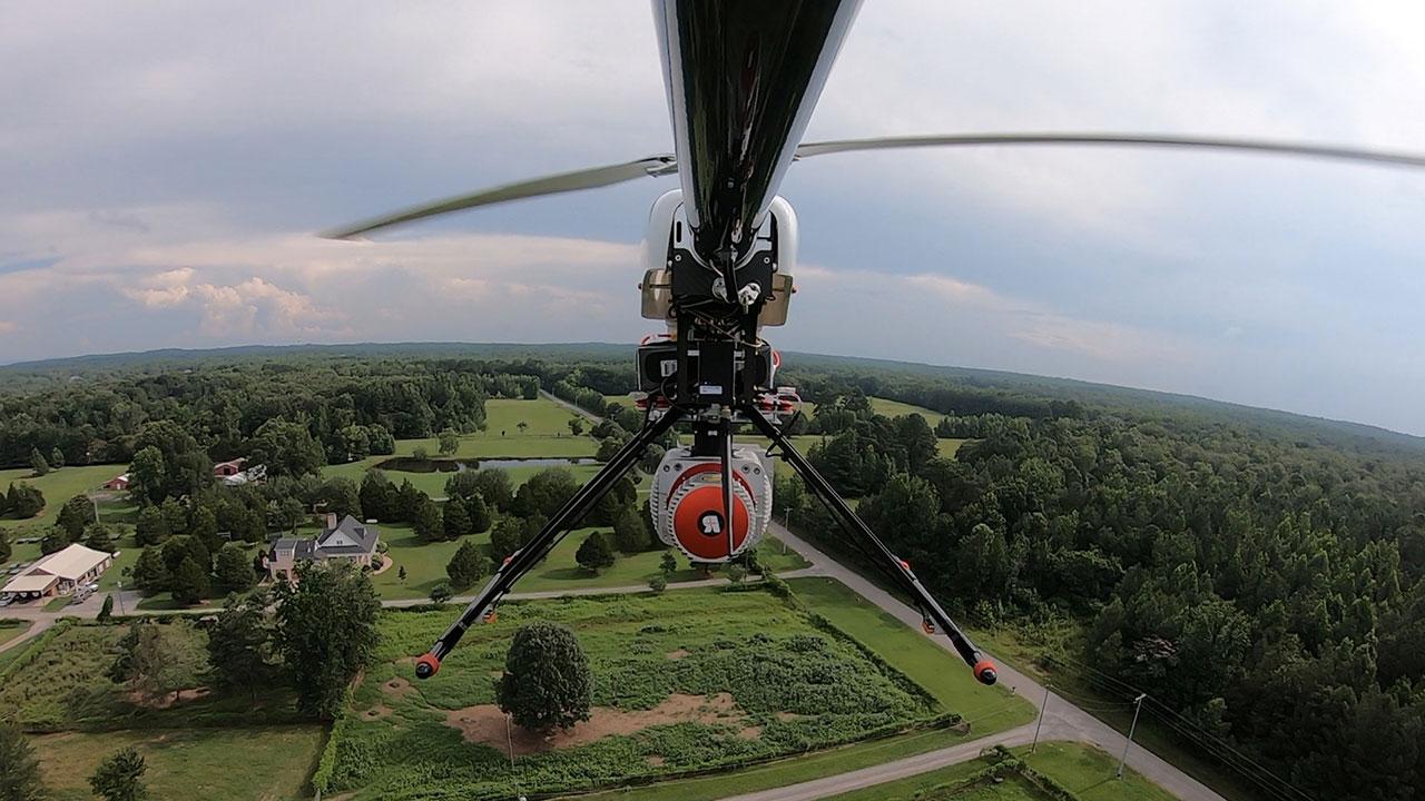 Aerial image from a Tetra Tech UAS surveying transmission line infrastructure